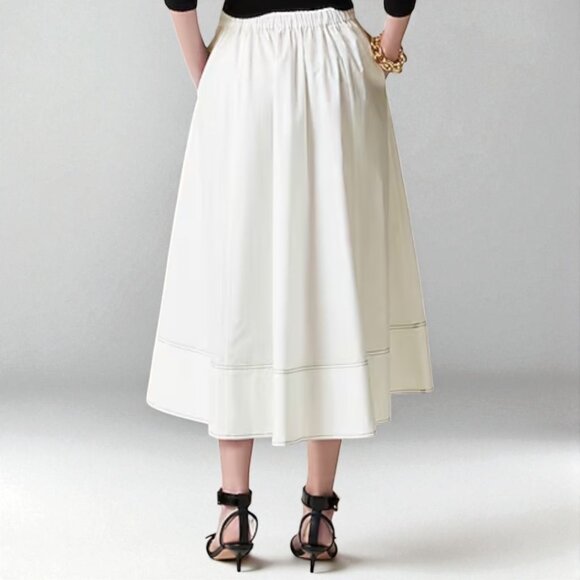 J. Crew Contrast-stitch midi skirt in cotton poplin Size 12 - Picture 2 of 11